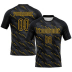 Custom Black Gold Geometric Shape Sublimation Volleyball Uniform Jersey photo 1