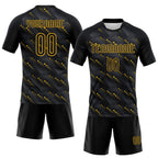 Custom Black Gold Geometric Shape Sublimation Volleyball Uniform Jersey photo 2