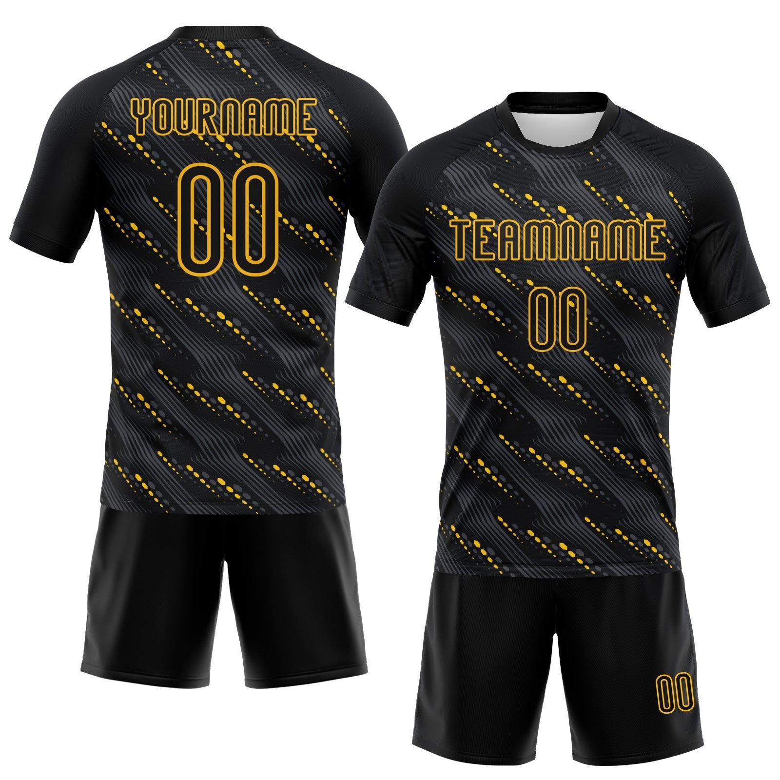 Custom Black Gold Geometric Shape Sublimation Volleyball Uniform Jersey photo 2