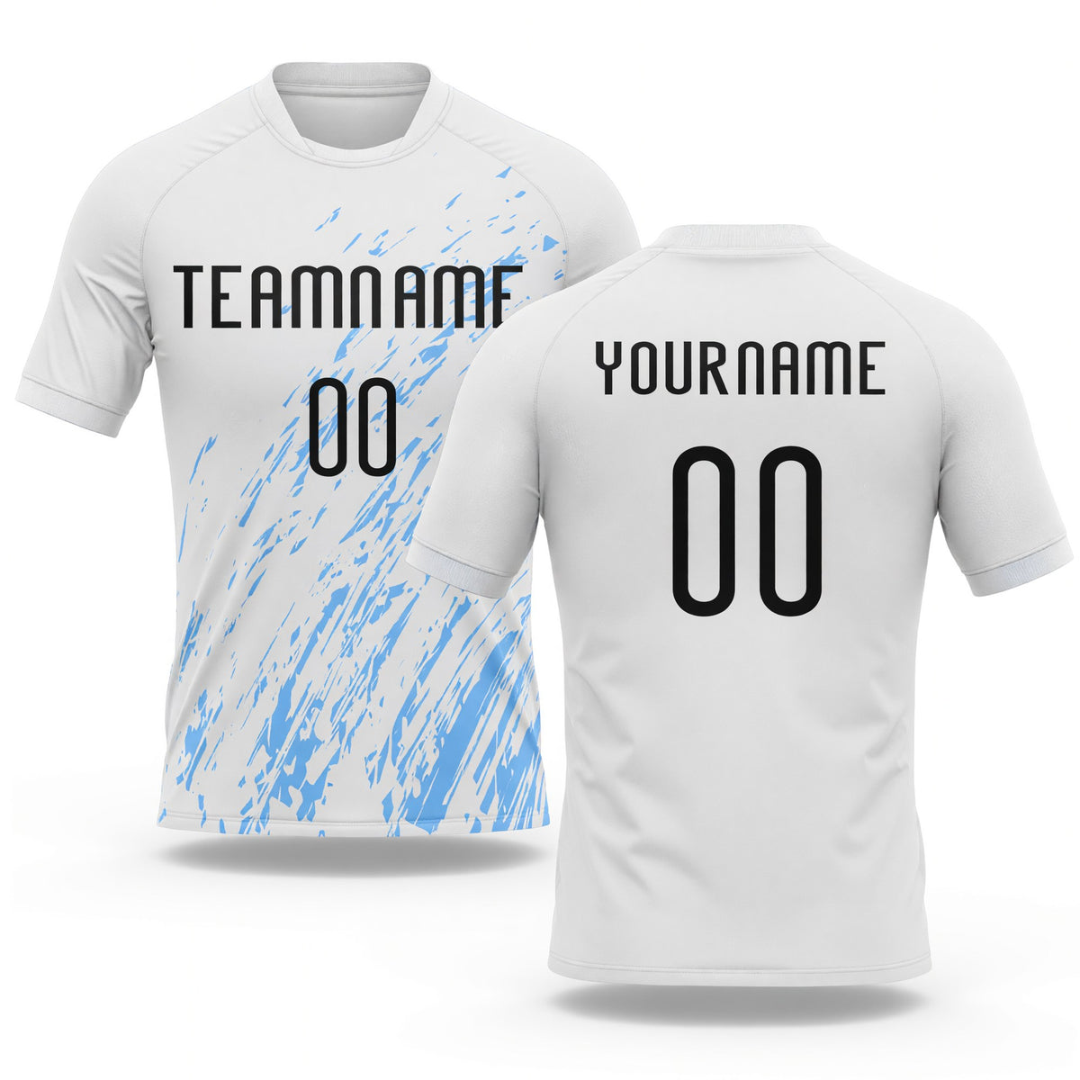 Custom White Black-Light Blue Splash Sublimation Volleyball Uniform Jersey
