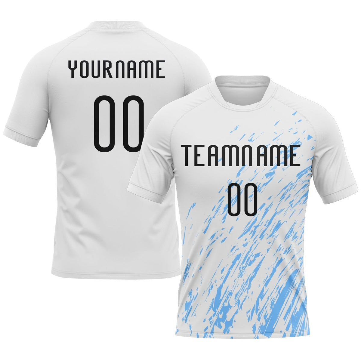 Custom White Black-Light Blue Splash Sublimation Volleyball Uniform Jersey photo 1