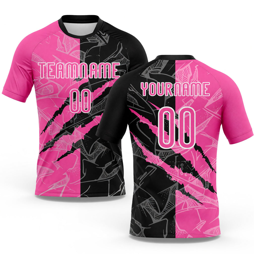 Custom Graffiti Pattern Pink-Black Scratch Sublimation Volleyball Uniform Jersey