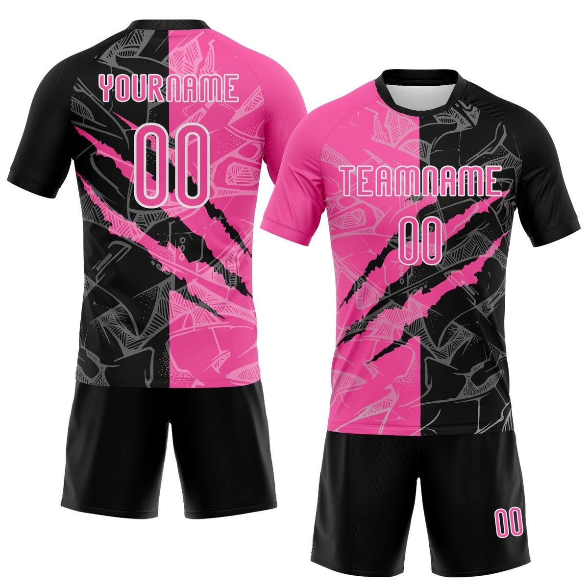 Custom Graffiti Pattern Pink-Black Scratch Sublimation Volleyball Uniform Jersey photo 2