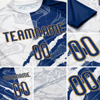 Custom Graffiti Pattern Royal-Old Gold Scratch Sublimation Volleyball Uniform Jersey detail