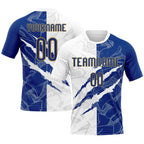 Custom Graffiti Pattern Royal-Old Gold Scratch Sublimation Volleyball Uniform Jersey photo 1