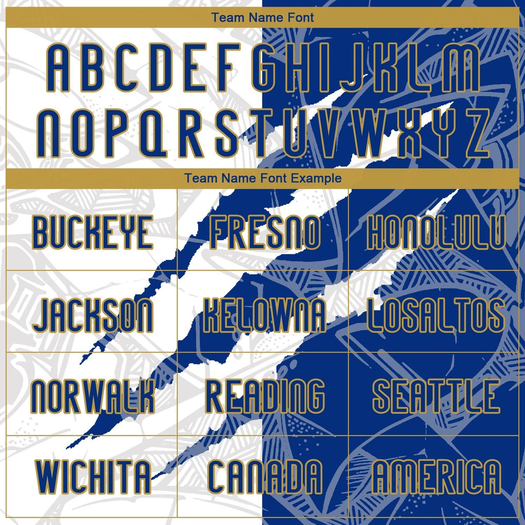 Custom Graffiti Pattern Royal-Old Gold Scratch Sublimation Volleyball Uniform Jersey photo 5