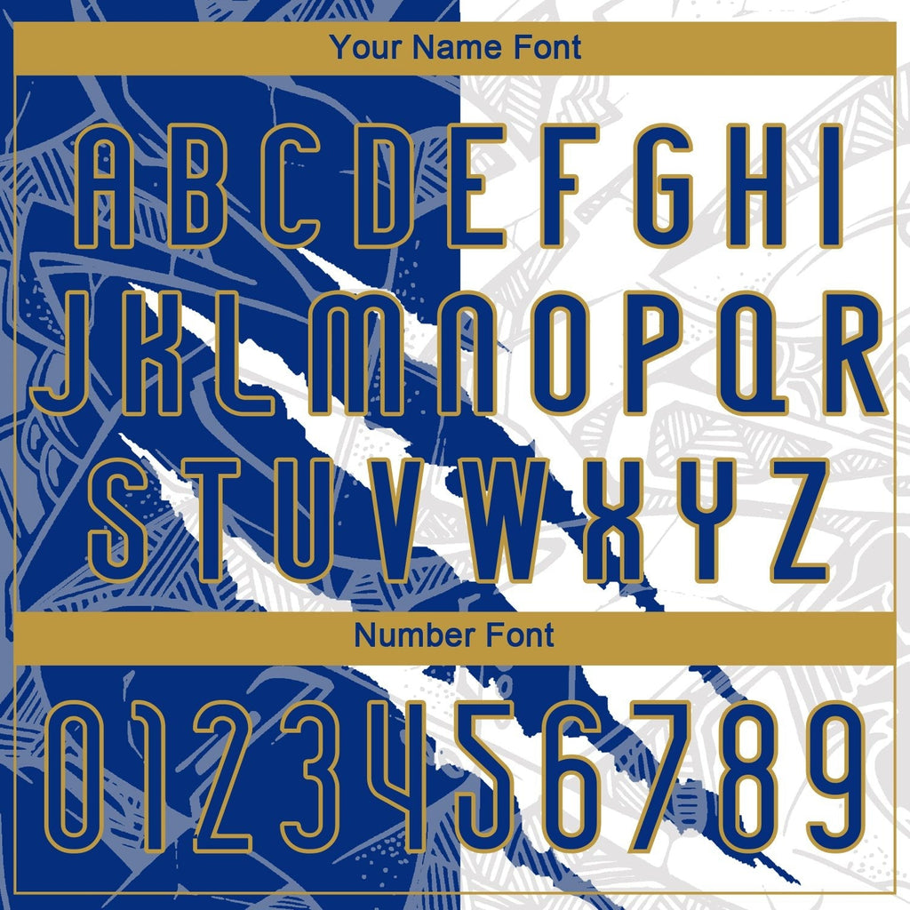 Custom Graffiti Pattern Royal-Old Gold Scratch Sublimation Volleyball Uniform Jersey photo 6