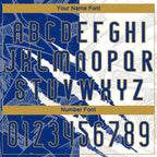 Custom Graffiti Pattern Royal-Old Gold Scratch Sublimation Volleyball Uniform Jersey photo 6