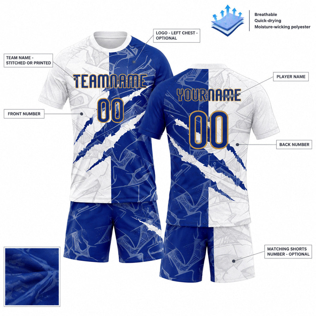 Custom Royal and Old Gold Graffiti Scratch Sublimated Volleyball Jersey customization guide