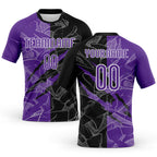 Custom Graffiti Pattern Purple-Black Scratch Sublimation Volleyball Uniform Jersey