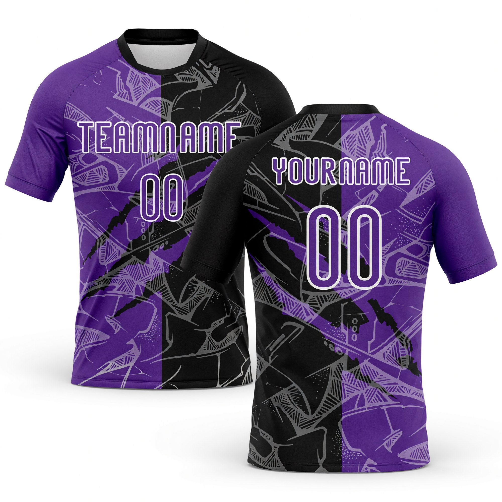 Custom Graffiti Pattern Purple-Black Scratch Sublimation Volleyball Uniform Jersey