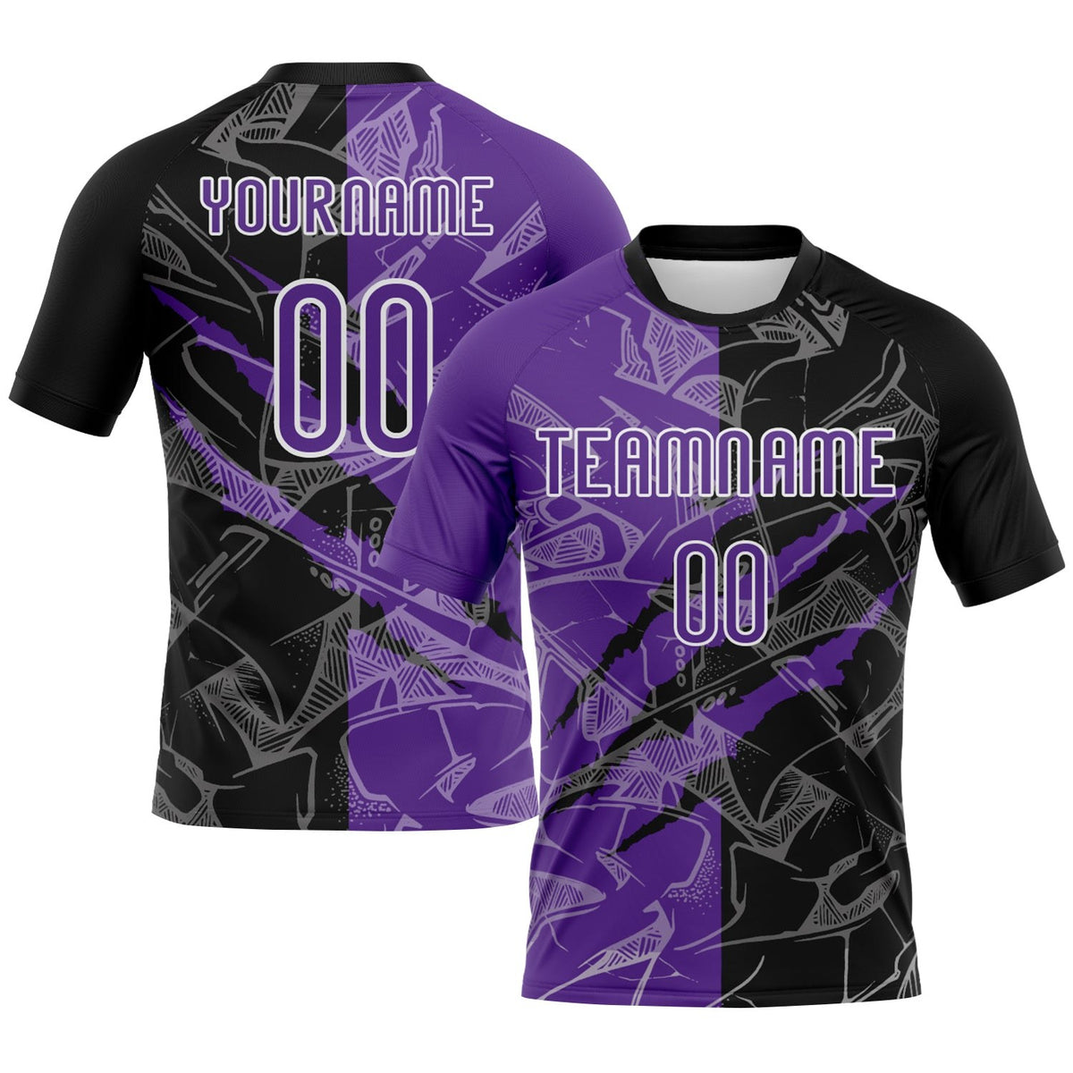 Custom Graffiti Pattern Purple-Black Scratch Sublimation Volleyball Uniform Jersey photo 1