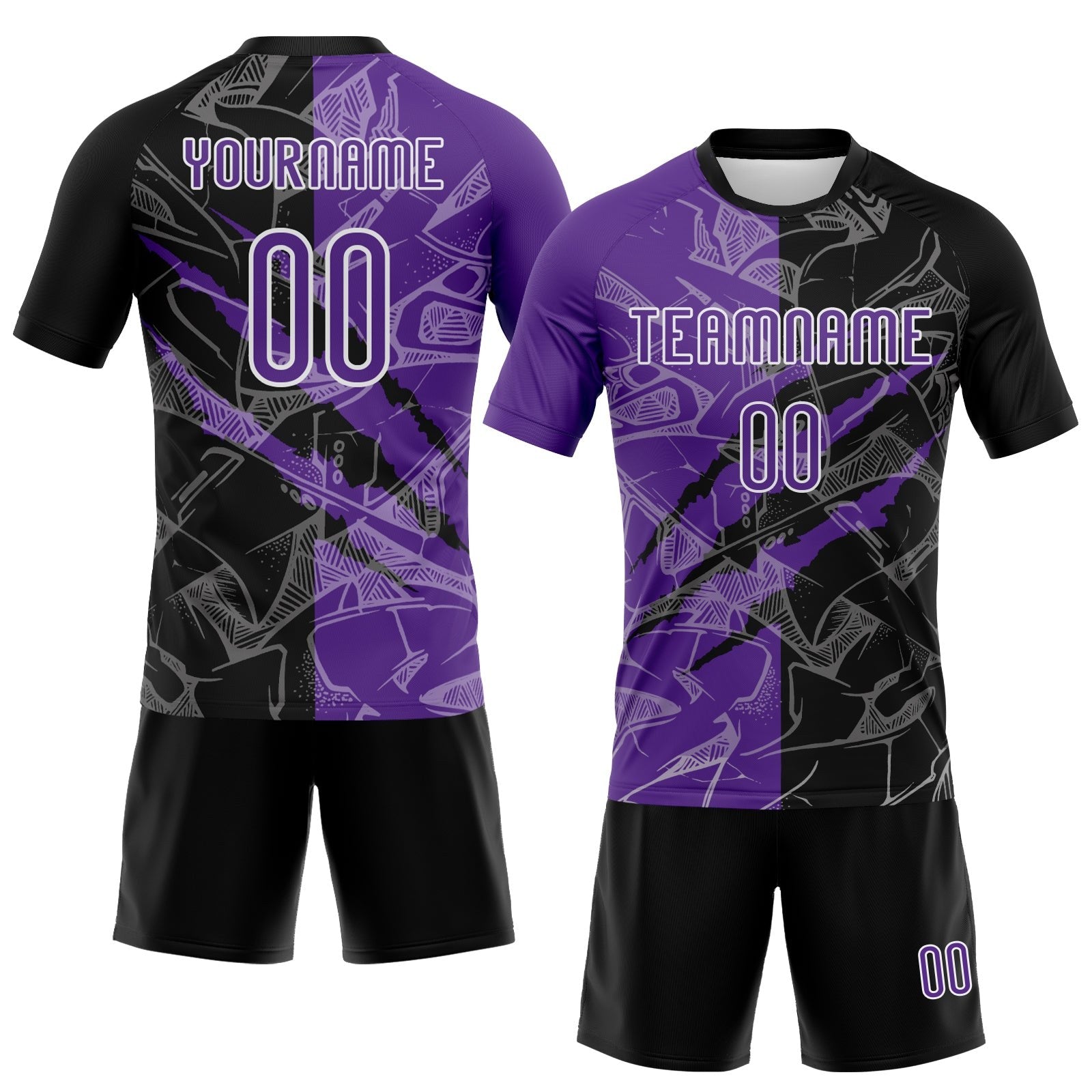 Custom Graffiti Pattern Purple-Black Scratch Sublimation Volleyball Uniform Jersey photo 2