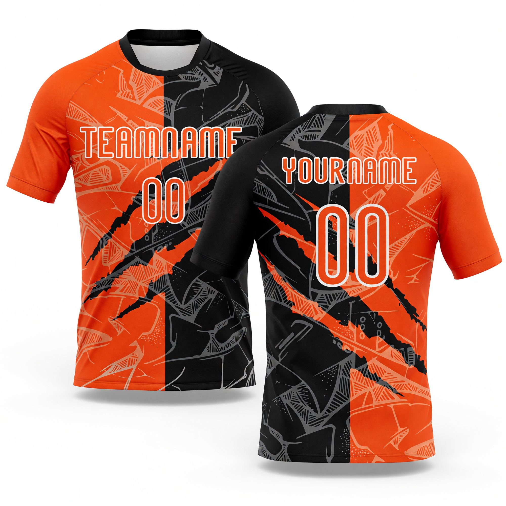 Custom Graffiti Pattern Orange-Black Scratch Sublimation Volleyball Uniform Jersey