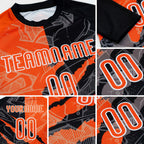 Custom Graffiti Pattern Orange-Black Scratch Sublimation Volleyball Uniform Jersey detail