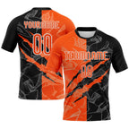 Custom Graffiti Pattern Orange-Black Scratch Sublimation Volleyball Uniform Jersey photo 1