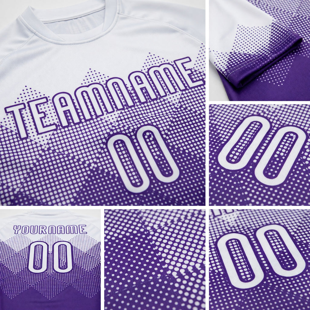 Custom Purple White Geometric Shape Sublimation Volleyball Uniform Jersey detail