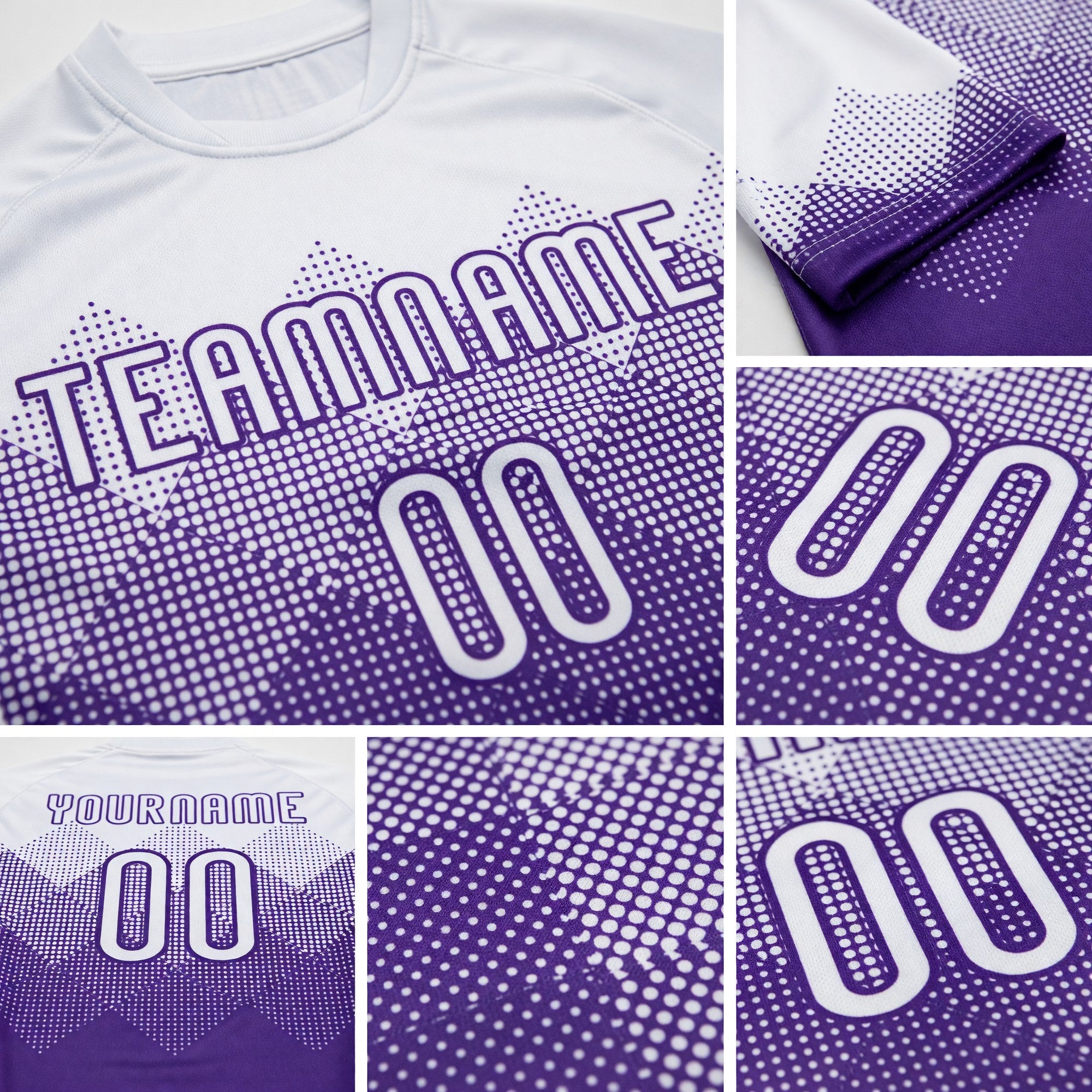 Custom Purple White Geometric Shape Sublimation Volleyball Uniform Jersey detail