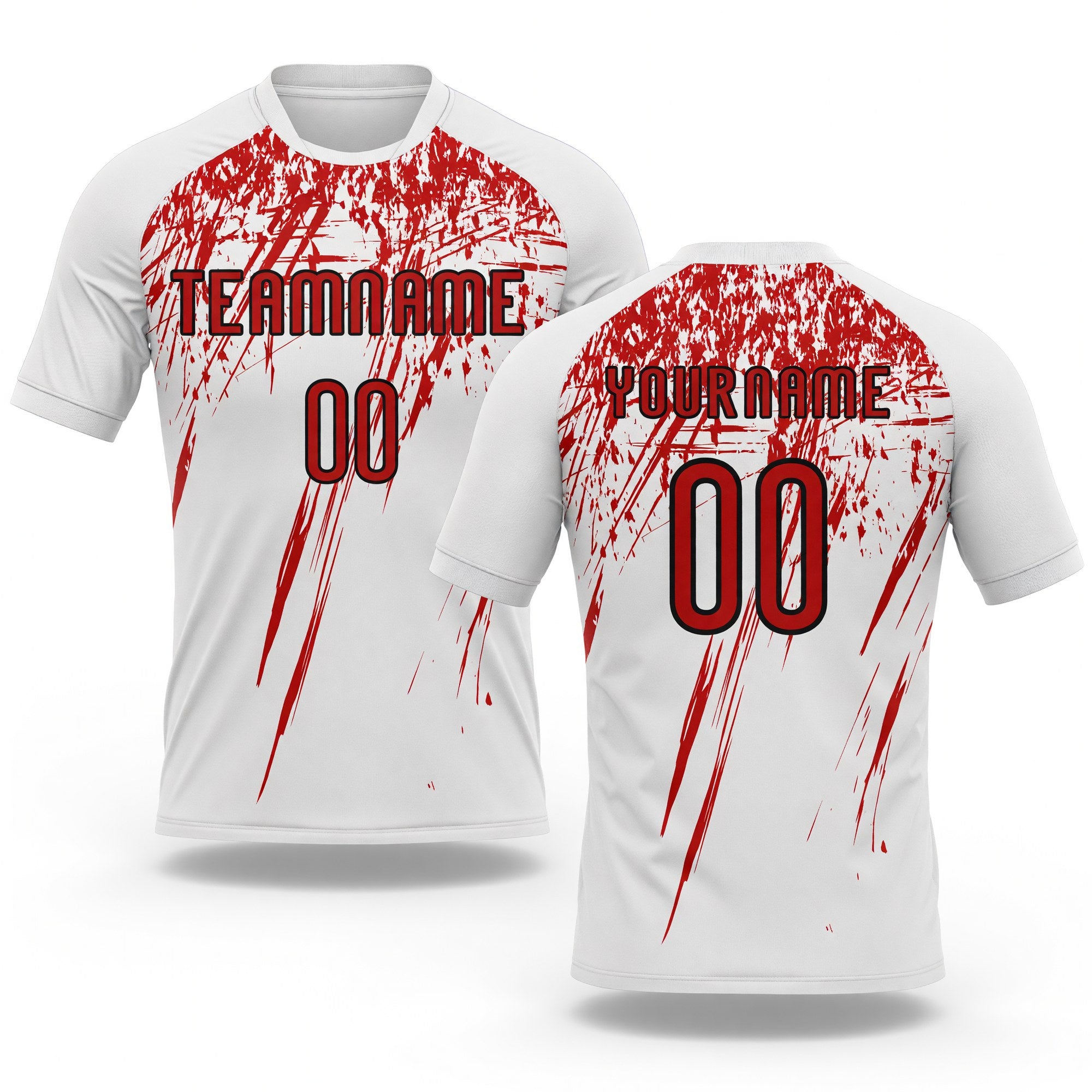 Custom White Red-Black Splash Sublimation Volleyball Uniform Jersey