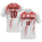Custom White Red-Black Splash Sublimation Volleyball Uniform Jersey photo 1