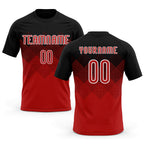 Custom Red Black-White Geometric Shape Sublimation Volleyball Uniform Jersey
