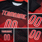 Custom Red Black-White Geometric Shape Sublimation Volleyball Uniform Jersey detail
