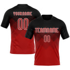 Custom Red Black-White Geometric Shape Sublimation Volleyball Uniform Jersey photo 1