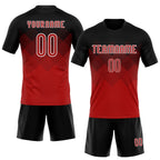 Custom Red Black-White Geometric Shape Sublimation Volleyball Uniform Jersey photo 2