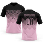 Custom Light Pink Black Geometric Shape Sublimation Volleyball Uniform Jersey