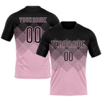Custom Light Pink Black Geometric Shape Sublimation Volleyball Uniform Jersey photo 1