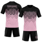 Custom Light Pink Black Geometric Shape Sublimation Volleyball Uniform Jersey photo 2