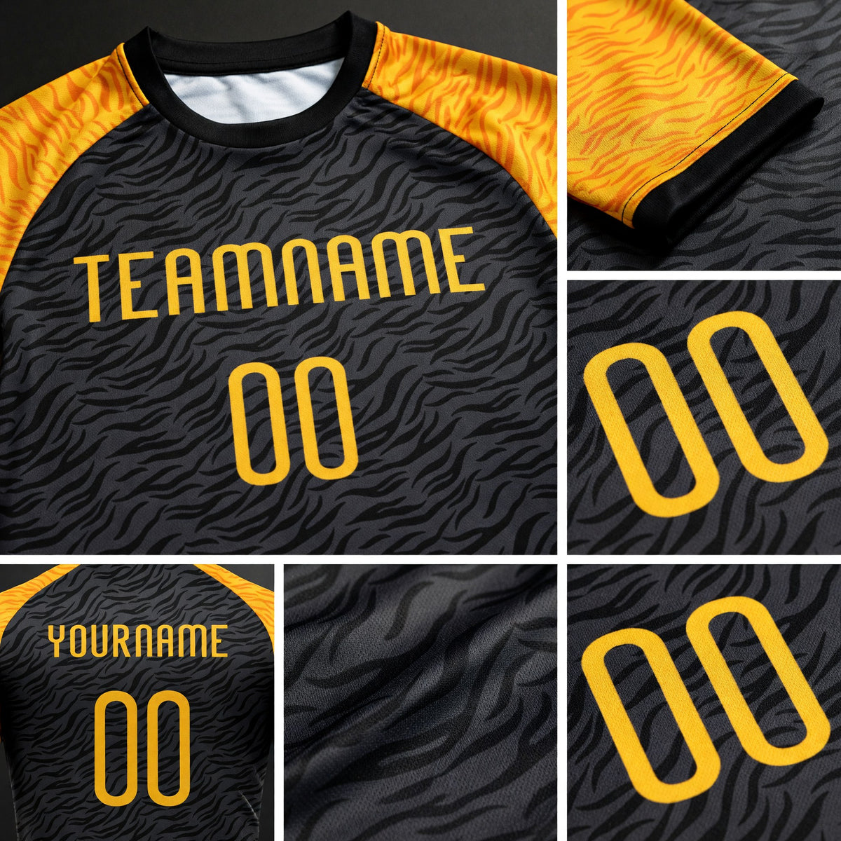 Custom Black Gold Animal Print Sublimation Volleyball Uniform Jersey detail