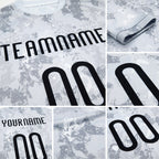 Custom White Black-Gray Abstract Shape Sublimation Volleyball Uniform Jersey detail