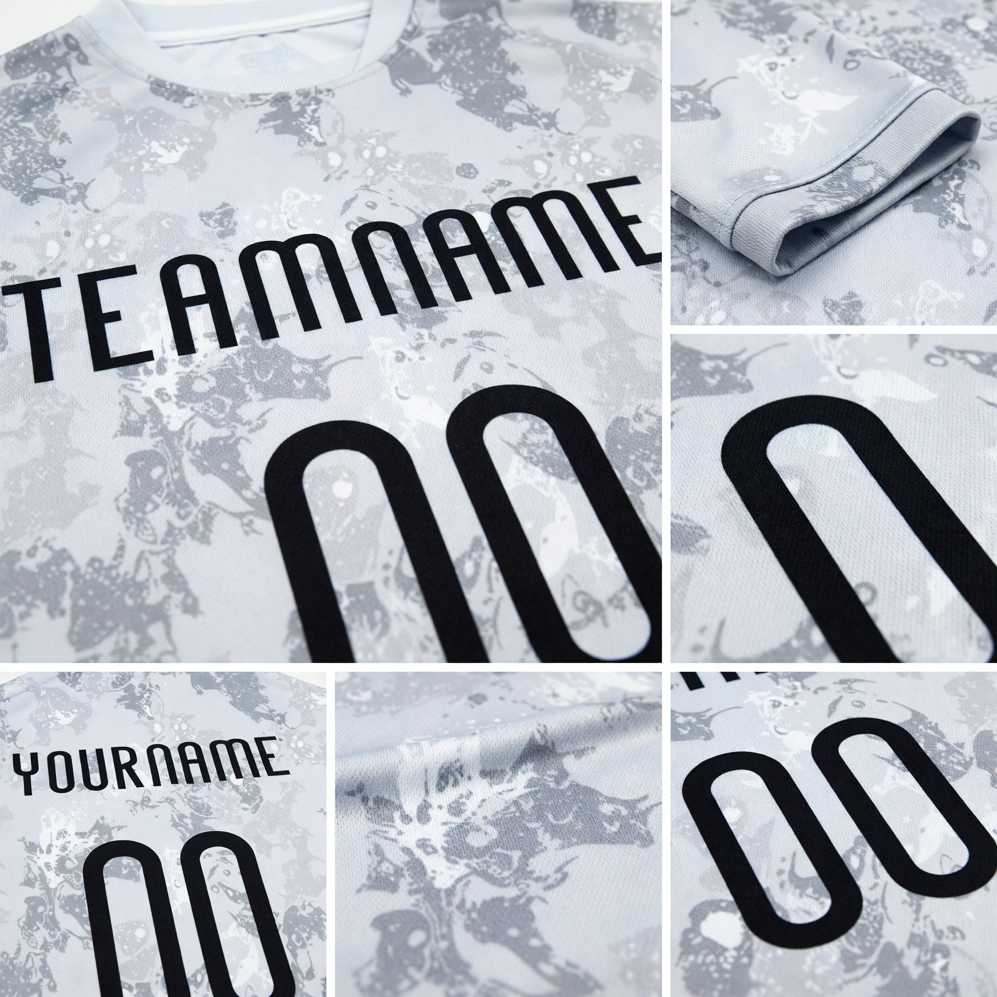 Custom White Black-Gray Abstract Shape Sublimation Volleyball Uniform Jersey detail