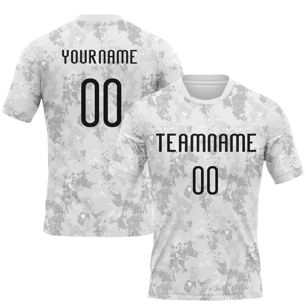 Custom White Black-Gray Abstract Shape Sublimation Volleyball Uniform Jersey photo 1