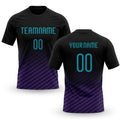 Custom Black Teal-Purple Geometric Shape Sublimation Volleyball Uniform Jersey
