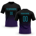 Custom Black Teal-Purple Geometric Shape Sublimation Volleyball Uniform Jersey