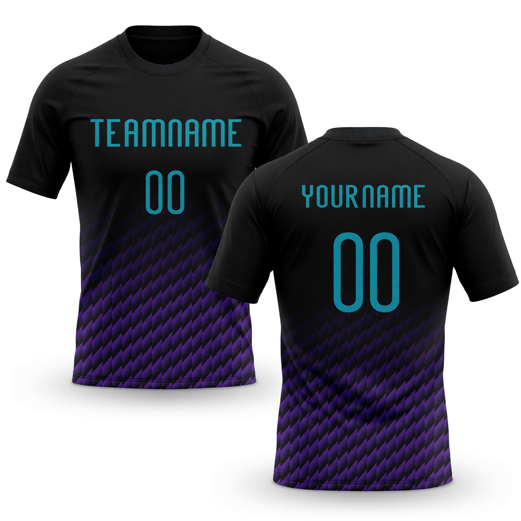 Custom Black Teal-Purple Geometric Shape Sublimation Volleyball Uniform Jersey
