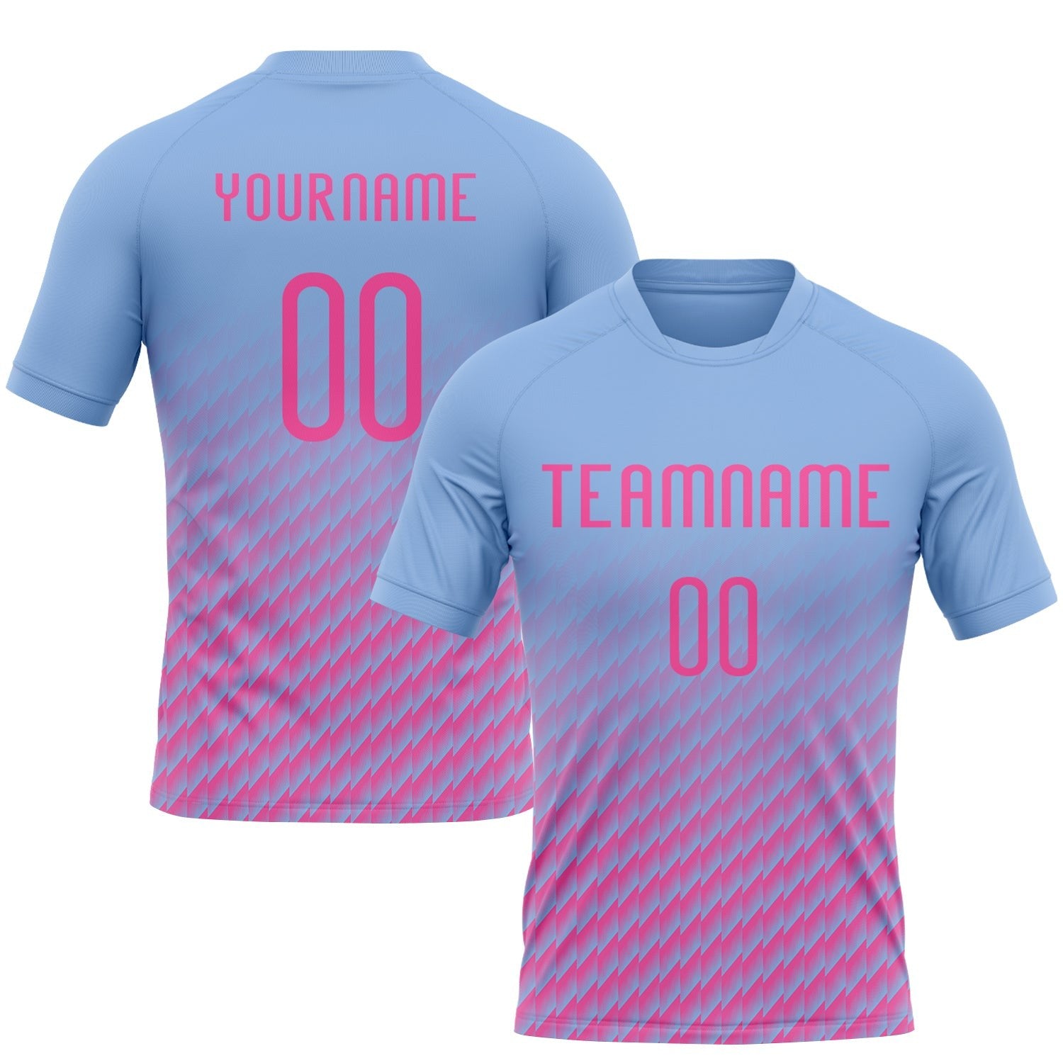 Custom Light Blue Pink Geometric Shape Sublimation Volleyball Uniform Jersey photo 1