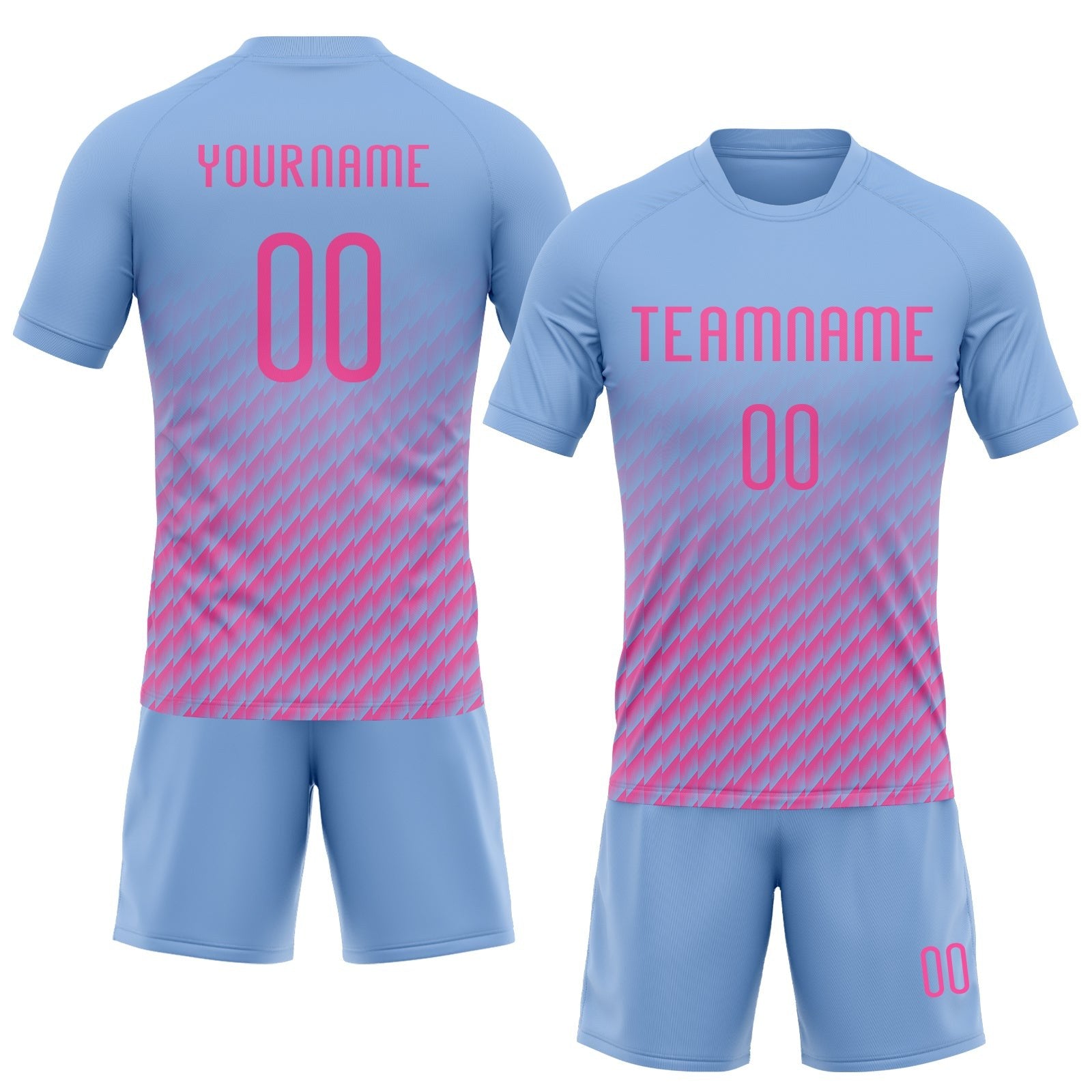Custom Light Blue Pink Geometric Shape Sublimation Volleyball Uniform Jersey photo 2