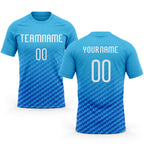 Custom Sky Blue White-Thunder Blue Geometric Shape Sublimation Volleyball Uniform Jersey