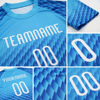 Custom Sky Blue White-Thunder Blue Geometric Shape Sublimation Volleyball Uniform Jersey detail