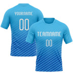 Custom Sky Blue White-Thunder Blue Geometric Shape Sublimation Volleyball Uniform Jersey photo 1