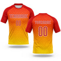 Custom Yellow Red-White Geometric Shape Sublimation Volleyball Uniform Jersey