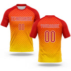 Custom Yellow Red-White Geometric Shape Sublimation Volleyball Uniform Jersey
