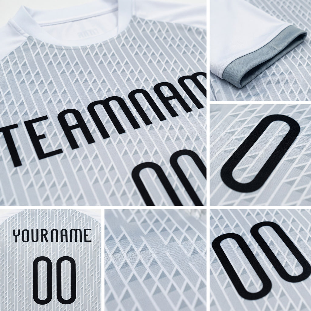 Custom White Black Geometric Shape Sublimation Volleyball Uniform Jersey detail