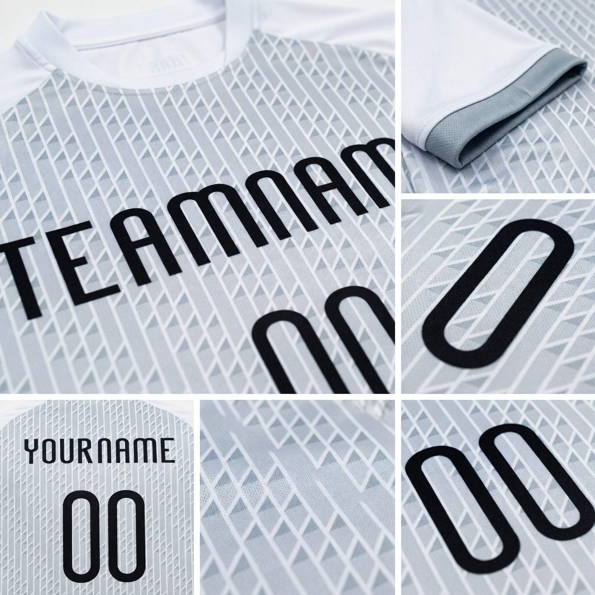 Custom White Black Geometric Shape Sublimation Volleyball Uniform Jersey detail