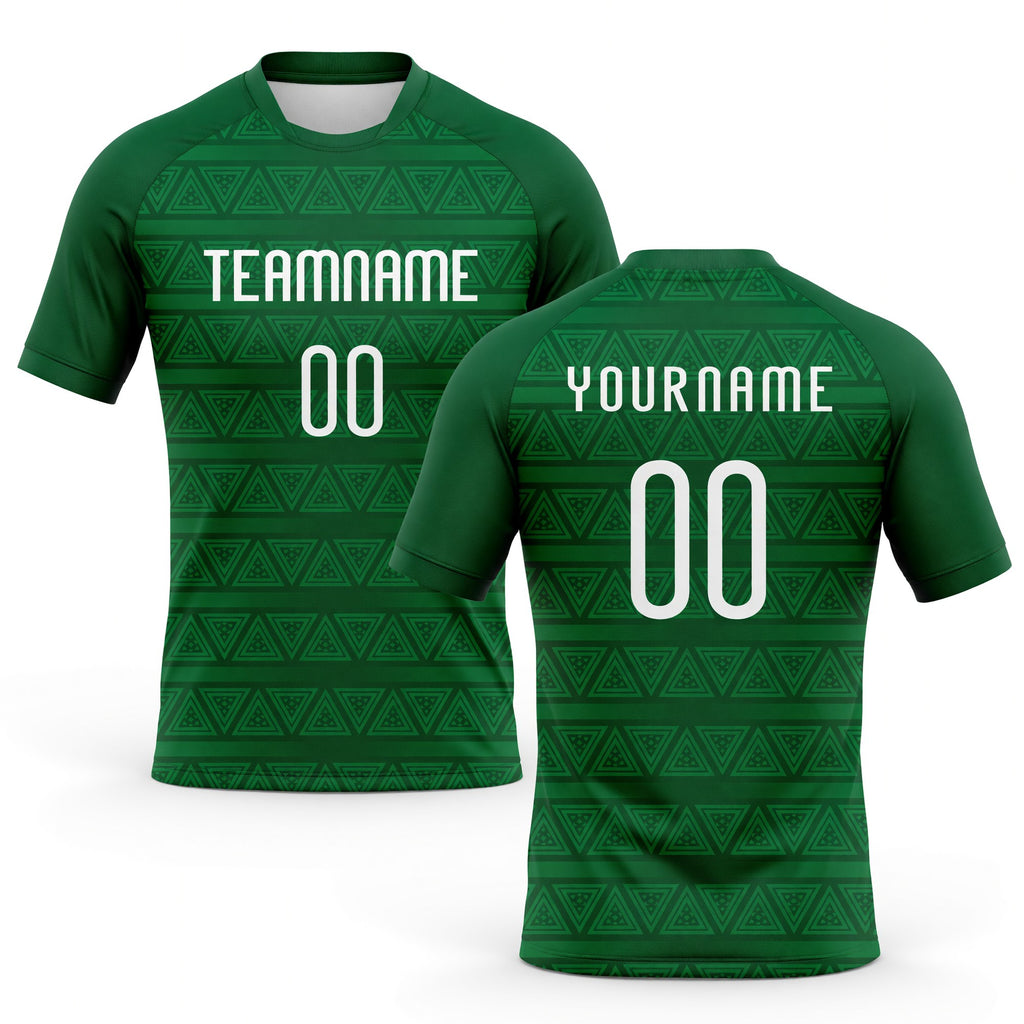 Custom Kelly Green White Geometric Shape Sublimation Volleyball Uniform Jersey