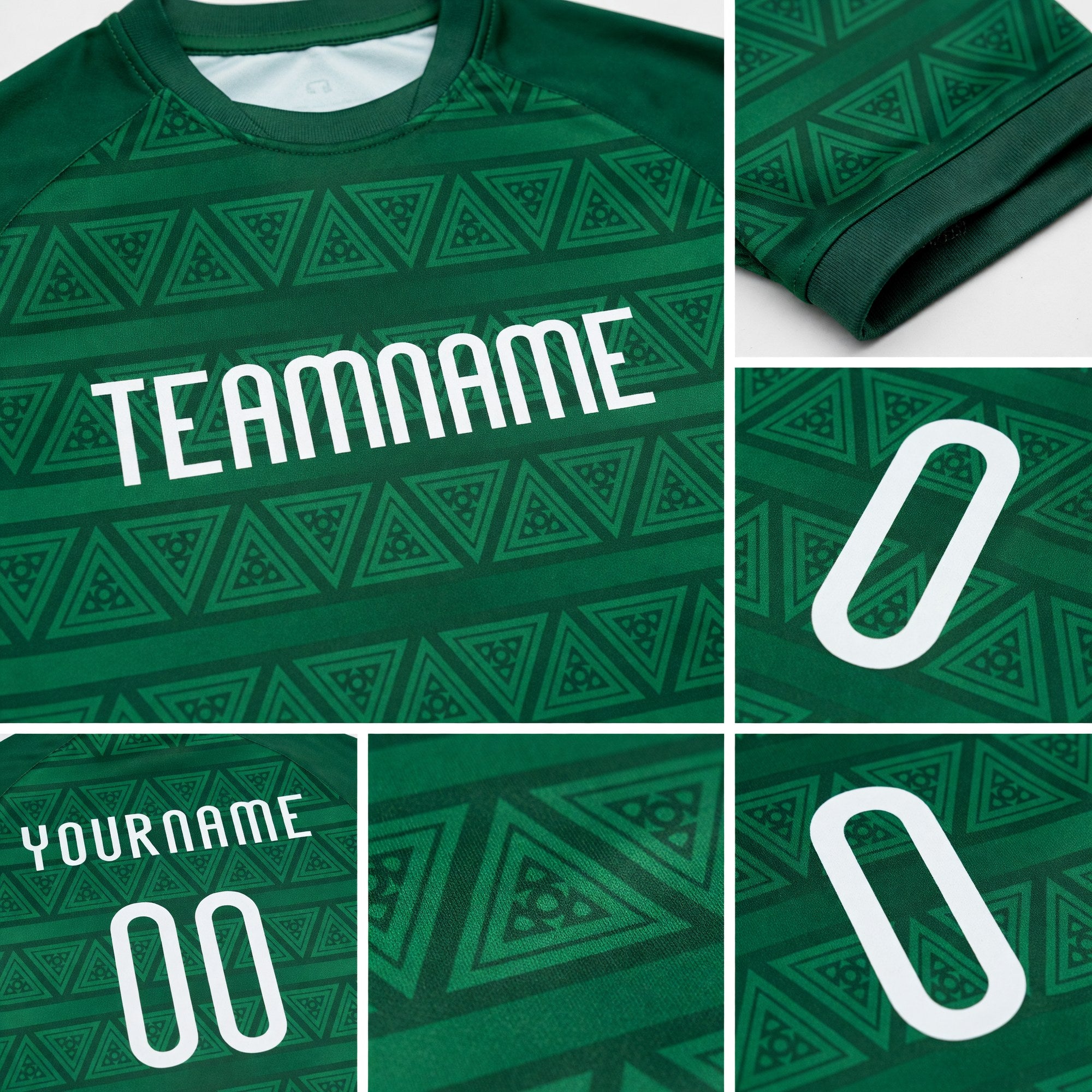 Custom Kelly Green White Geometric Shape Sublimation Volleyball Uniform Jersey detail