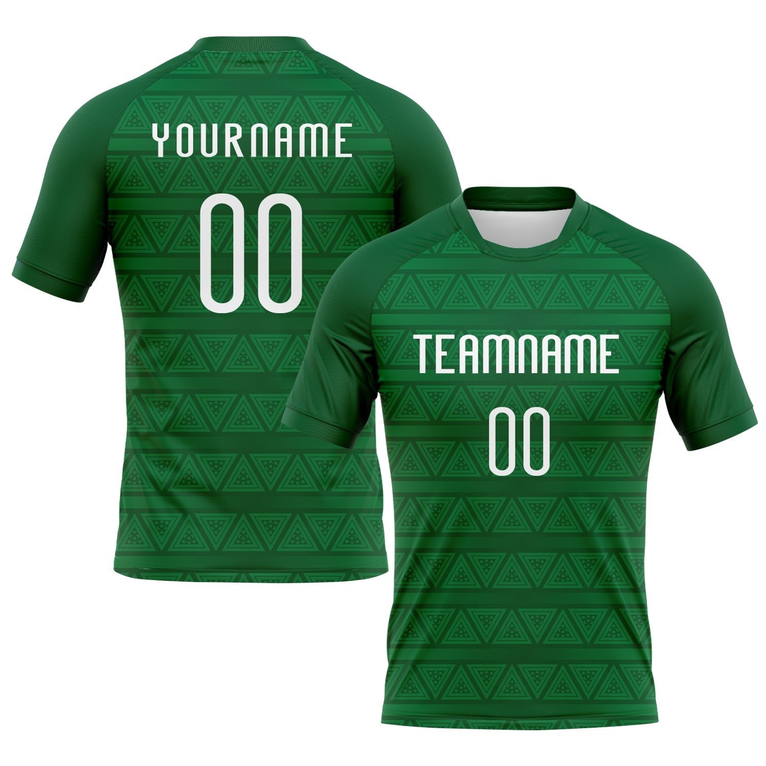 Custom Kelly Green White Geometric Shape Sublimation Volleyball Uniform Jersey photo 1